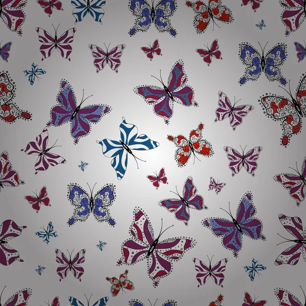 手绘插图 抽象无缝的模式的衣服 五颜六色的蝴蝶的美丽的背景 — 图库矢量图片