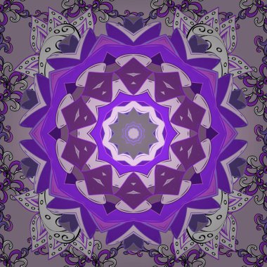 Sorunsuz çiçek desenli vektör çizim içinde. Violet, tarafsız ve mor çiçekler renk suluboya tarzında.