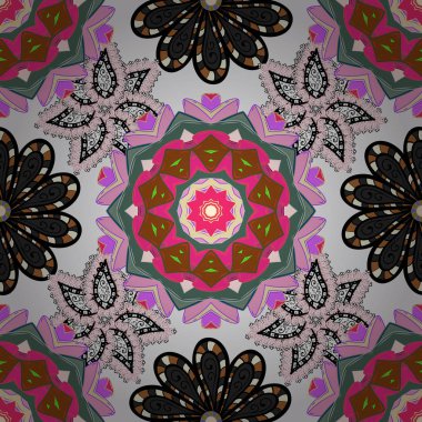 Çiçek tarafsız, pembe ve siyah seamless modeli. Vektör çiçek baskı. Vintage anahat illüstrasyon. Vektör ihale kumaş deseni.