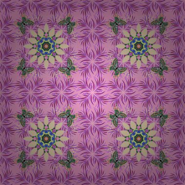 Vektör çiçek desenli çiçekli doodle tarzında. Nazik, yaz çiçek arka plan. Pembe, mor ve nötr renkler çiçekler.