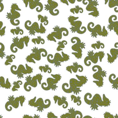 Deniz tek boynuzlu at vektör yazdırma. Kızlar, Erkek, giyim, kroki için soyut seamless modeli. İllüstrasyon mavi, beyaz ve kahverengi renklerde.