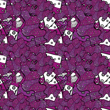 Vektör çizim. Dikişsiz desen nazik, mor, siyah ve mor renkler bahar. Suluboya resim.