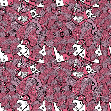 Seamless modeli güzel kumaş deseni. Tarafsız, siyah ve pembe renkler. Vektör tasarımı. Karalamalar desen. Şirin arka plan. Kutular, kupa baskı sarma kroki üzerinde kullanılabilir, kıyafetler vb bebek.