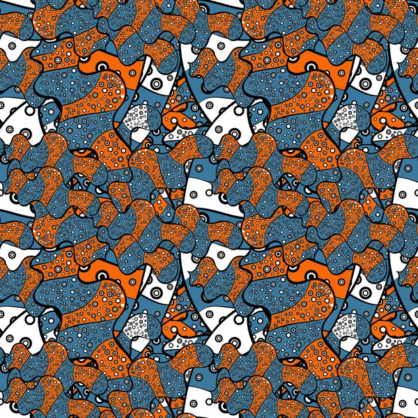 Hintergrundstruktur Skizze Thema Den Farben Blau Orange Und Schwarz Tribal — Stockvektor