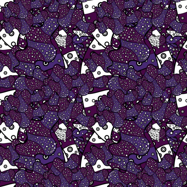 Inconsútil Abstracto Interesante Fondo Vector Patrón Doodles Morado Negro Violeta — Archivo Imágenes Vectoriales