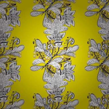 Süs klasik gri, yeşil ve sarı ve altın desen vektör. Beyaz karalamalar ile geleneksel şark süsleme. Klasik vintage arka plan.