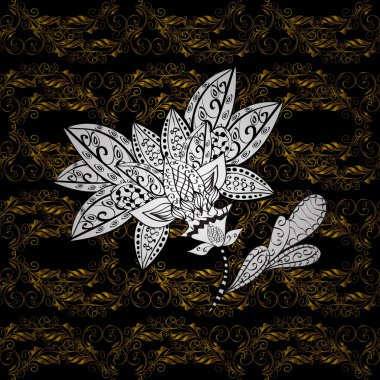 Klasik vektör altın Dikişsiz desen. Geleneksel şark süsleme, klasik vintage arka plan. Siyah, kahverengi ve beyaz renkler altın elemanları ile Seamless Modeli.