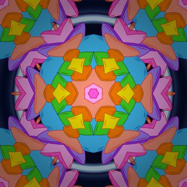 Çiçek elemanları ile sorunsuz zarif vektör doku. Doodles'ın turuncu, mavi ve pembe renkler.