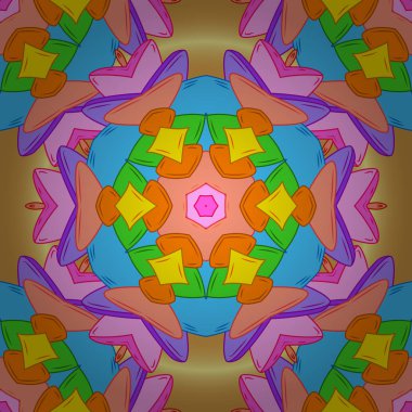 Vektör doku. Resimde. Seamless modeli güzel kumaş arka plan. Turuncu, mavi ve sarı renkler üzerinde karalamalar.