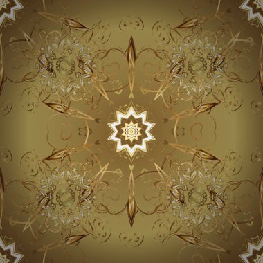 Sarı ve nötr renkler altın elemanları ile Seamless modeli. Klasik vintage arka plan. Geleneksel şark süsleme. Klasik vektör altın seamless modeli.