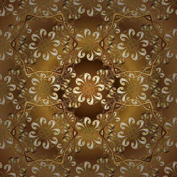 Ornamento Floral Ouro Estilo Barroco Esboço Dourado Sobre Fundo Textura — Vetor de Stock