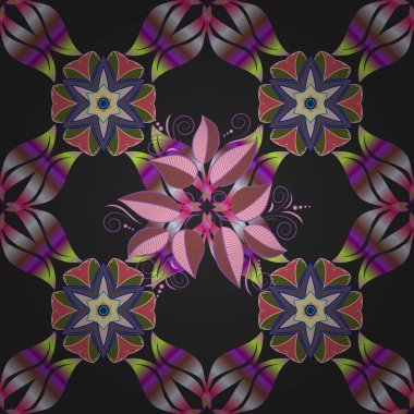 Suluboya yaprak ve çiçek, Dikişsiz desen gri, pembe ve yeşil renkler. Gri, pembe ve yeşil renkler nazik, Bahar çiçek. Vektör çizim.