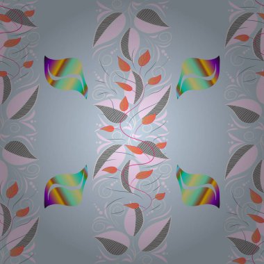 Vektör desen. Soyut çiçek Dikişsiz desen arka plan. Tarafsız, gri ve turuncu renkler. Vektör çizim. Sevimli çiçek desenli küçük çiçek.