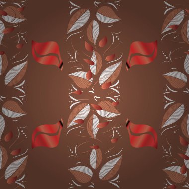 Kahverengi, turuncu ve beyaz renk çiçekler. Vektör çiçek desenli çiçekli doodle tarzında. Nazik, ihale çiçek arka plan.