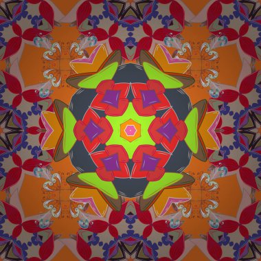 EPS10 Vektör illüstrasyonu. Bahar çiçekli, dikişsiz, sevimli çiçek deseni. Güzel kumaş deseni.