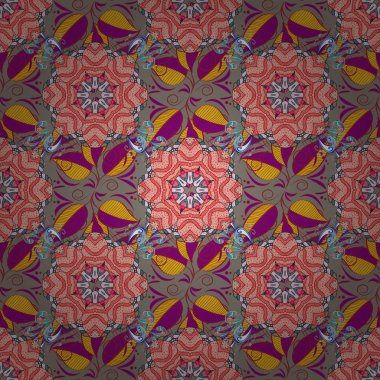 Sulu Boya tarzı pembe, gri ve kırmızı renklerde çiçekler. Çiçekli pembe, gri ve kırmızı renkler üzerinde sorunsuz çiçek desenli.