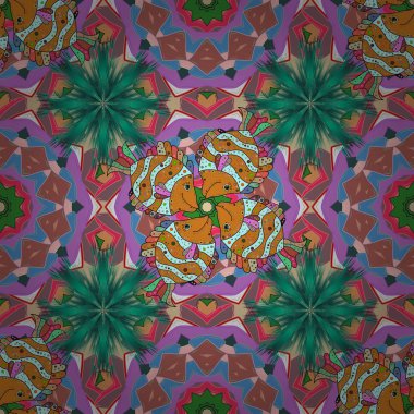 Tekstil, kumaş üzerine baskı için kroki. Vektör. Sorunsuz arka plan. Vektör çizim. Vintage retro tarzı. Tomurcuklu çiçekli sevimli çiçek desenli.