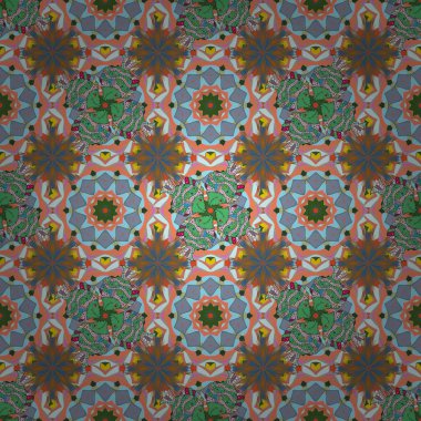 Düz çiçek öğeleri tasarım. Vektör çizim. Mavi, turuncu ve nötr renkler üzerine zarif çiçekler buket suluboya. Bahar Tema Dikişsiz desen arka plan rengi.