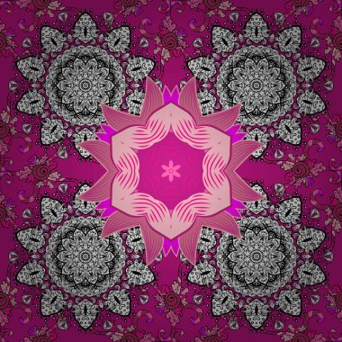 Elegance etnik çiçekleri kırmızı, siyah ve beyaz renkler ile seamless modeli. Şirin tekstil vektör çiçek Çizim.