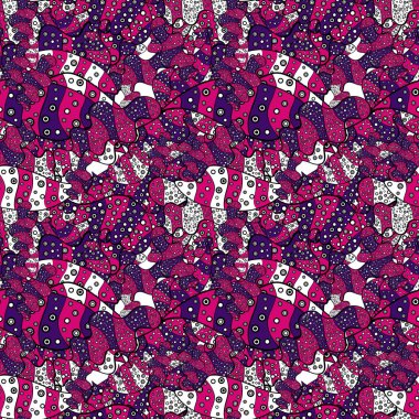 Kabile Sanat Yazdır antika arka plan. Soyut etnik vektör seamless modeli. Arka plan doku, kroki, siyah, pembe ve mor renklerde Tema.