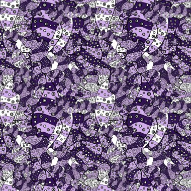 Vektör soyut desen sayfa antistress için. Kartları, Davetiyeler, tarihi kartları ve daha birçok kaydetmek için kullanılabilir. Tarafsız, mor ve siyah renkler. Vektör çizim.