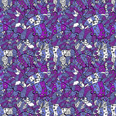 Doodles on black, white and violet colors. Watercolor, hand drawn. Seamless background pattern. Vector - stock. clipart