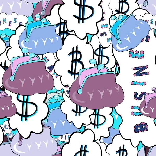 Auf Blauem Weißem Und Violettem Hintergrund Blockchain Finanzsymbol Nahtlose Geschäftsmuster — Stockvektor