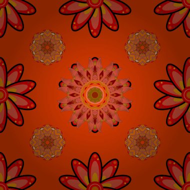 Sorunsuz çiçek deseni kroki için kullanılabilir. Turuncu, kırmızı ve siyah renk çiçekler. Vektör çizim.