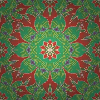 Kabile, Boho, bohem tarzı. Kaleydoskop, madalyon, yoga, Hindistan, Arapça. Mandala ile süs renkli kart. Geometrik daire vektör öğesi.