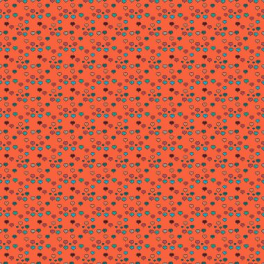 Vektör çizim. Sorunsuz kaligrafi metin özel trendy aşk kalp ve tasarım için Happy Valentine': s gün vintage, kartı, afiş arka plan. Romantik arka plan mavi, kahverengi ve turuncu renkler üzerinde.