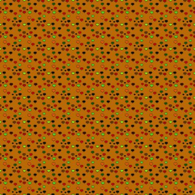 Aşk ve tatil Tema. Gerçekçi güzel kahverengi, kırmızı ve turuncu kalp ile Seamless modeli. Vektör çizim. Mutlu Sevgililer günü.