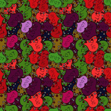 Vektör çizim. Sevimli kırmızı, siyah ve yeşil renkler öğeleri. Sorunsuz Happy Valentine': s gün kartı sorunsuz arka plan deseni kalp.