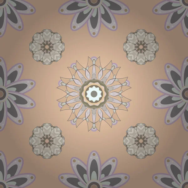 Küçük renkli çiçekler. Rengarenk illüstrasyon. Vektör şirin küçük çiçek desende. Bahar çiçek arka plan bej, tarafsız ve gri çiçekler ile. Şık moda için şablon yazdırır.