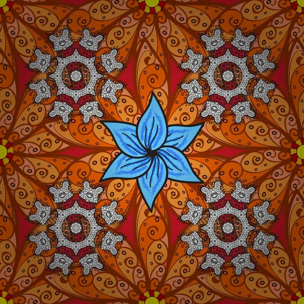 Düz çiçek öğeleri tasarım. Vektör çizim. Bahar Tema Dikişsiz desen arka plan rengi. Asya tekstil tarzında. Sorunsuz çiçek deseni. Güzel kumaş deseni.