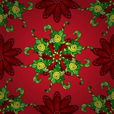 Nazik, yaz çiçek arka plan. Vektör çiçek desenli çiçekli doodle tarzında. Siyah, yeşil ve kırmızı renkler çiçekler.