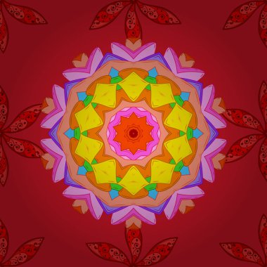 Turuncu, kırmızı ve pembe renkleri çiçekler. Sevimli çiçek vektör desen. Düz çiçek öğeleri tasarım. Sorunsuz imkanı renk bahar Tema Dikişsiz desen arka plan.