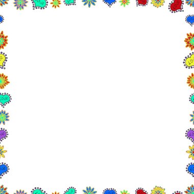 Vektör arka plan seamless modeli el ile çerçeve doodle çizilmiş. Sorunsuz. Mavi, sarı ve beyaz kenarlığını Doodle kare oluşur.