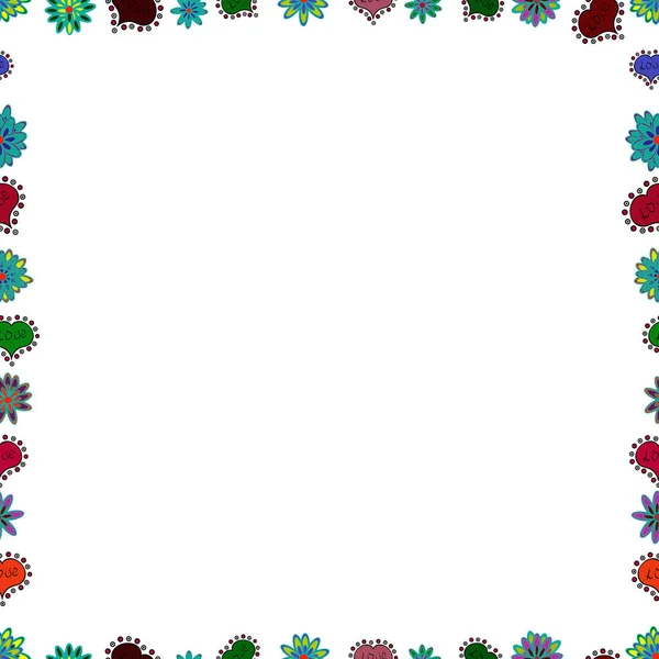 图片为白色 红色和蓝色 无缝模式 涂鸦元素手绘框架 — 图库矢量图片
