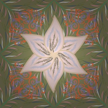 Tarafsız, yeşil ve pembe renk çiçekler. Sevimli çiçek vektör desen. Düz çiçek öğeleri tasarım. Sorunsuz imkanı renk bahar Tema Dikişsiz desen arka plan.