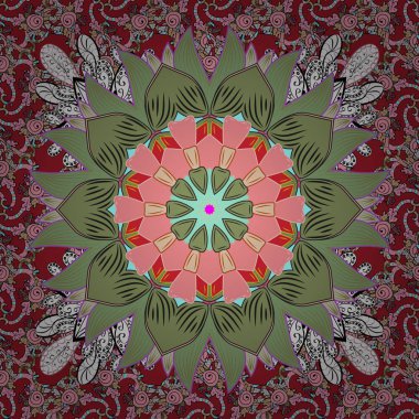 Sorunsuz çiçek desenli vektör çizim içinde. Düz çiçek öğeleri tasarım. Tarafsız, pembe ve kırmızı renkler çiçekler. Bahar Tema Dikişsiz desen arka plan rengi.