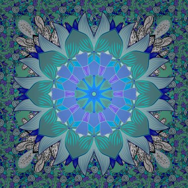 Çiçek mavi, tarafsız ve yeşil renkler Vadisi. Vektör sorunsuz çiçek desenli.