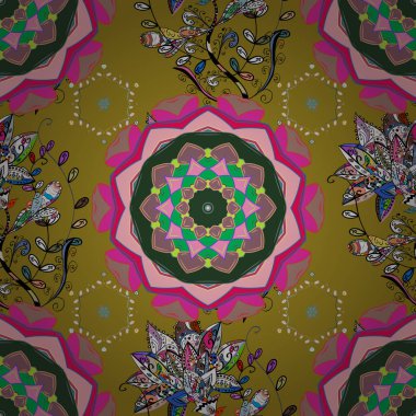 Vektör desen. Bahar çiçekleri ile şube, çiçek siluet yeşil, tarafsız ve kırmızı renklerle desen.