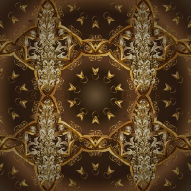 Lüks mobilya. Kahverengi ve bej zemin altın trim ile. Klasik tarzda mobilya. Patina. Oyma. Kahverengi ve bej renkler altın elemanları ile desen. Sorunsuz öğe oymacılığı.