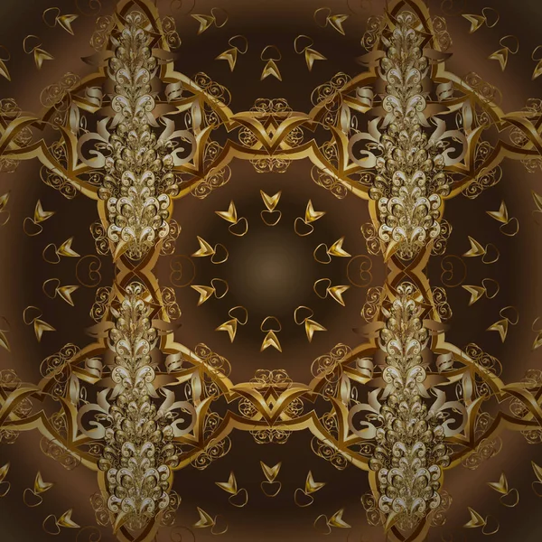 Lüks mobilya. Kahverengi ve bej zemin altın trim ile. Klasik tarzda mobilya. Patina. Oyma. Kahverengi ve bej renkler altın elemanları ile desen. Sorunsuz öğe oymacılığı.