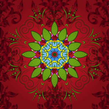 Vektör çizim. Desen, kesintisiz, çiçek sınır. Bukleler, parlak oyma dokuma. Güzel parlak kaba kumaş, tuval. Vintage eski arka plan. Çiçek çelenk.