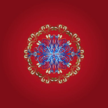 Kar tanesi simgesi. Kırmızı, mavi ve kahverengi renkleri izole. Kış kar tanesi. Kar tanesi vektör çizim.