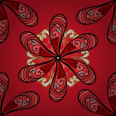 Vektör illüstrasyonunda kusursuz çiçek deseni. Renkli Bahar Temalı Kusursuz Arkaplan. Düz Çiçek Elementleri Tasarımı. Süslü kumaş deseni.