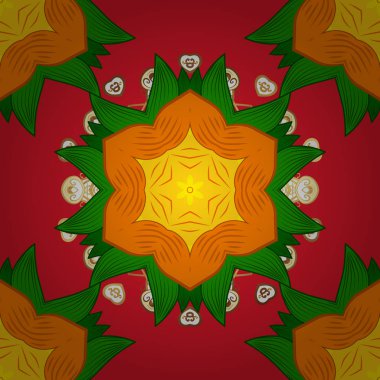 Vektör. Parlak ilham, turuncu ve yeşil çiçek boyama güzel suluboya çiçek sorunsuz arka plan yazdırma.