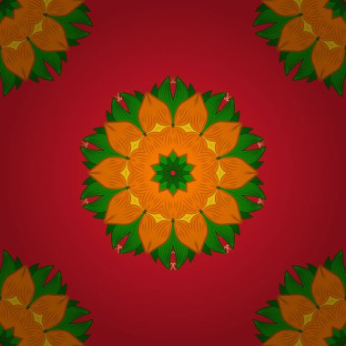 Vektör illüstrasyonunda kusursuz çiçek deseni. Renkli Bahar Temalı Kusursuz Arkaplan. Düz Çiçek Elementleri Tasarımı. Güzel kumaş deseni.