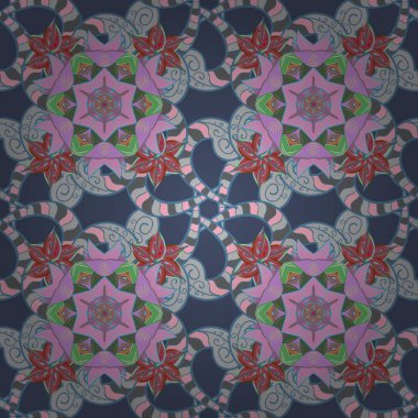 Vektör çizim. Suluboya yaprak ve çiçek, mavi, gri ve pembe renkler seamless modeli. Nazik, Bahar çiçek mavi, gri ve pembe renkler.